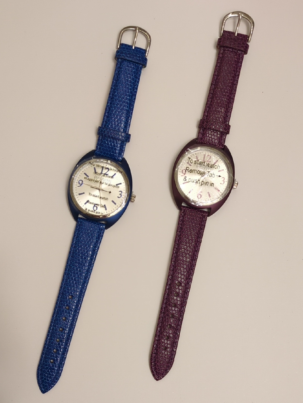 Joan Rivers * NEW* Blue and Plum Leather-Style Strap Watches - Pair